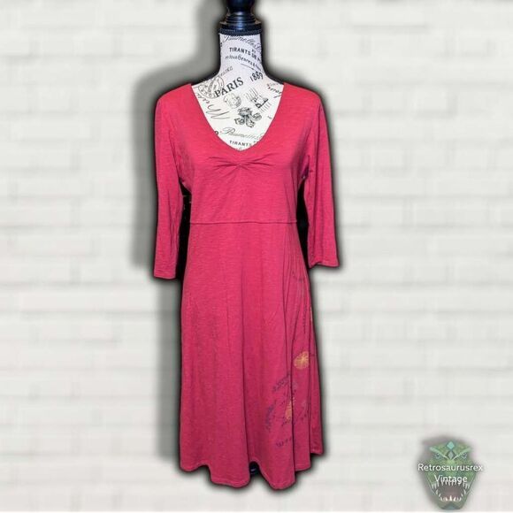 TOAD & Co Horny Toad Rosalinda Fit & Flare Dress in Cranberry Wildflower Print, - Picture 5 of 7